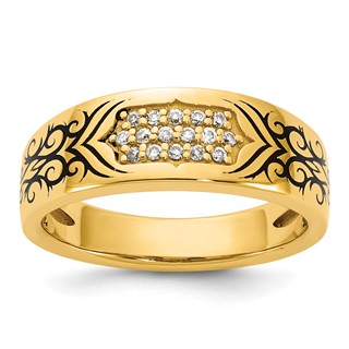 14ky Antiqued IB Goodman Scroll Design Mens Diamond Ring Mounting