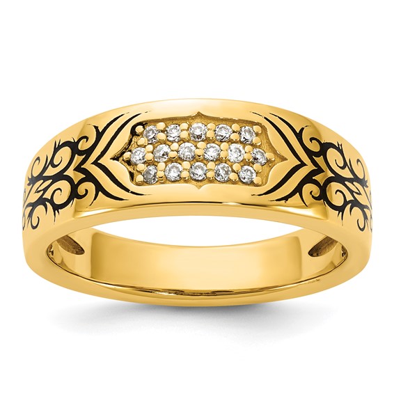 14ky Antiqued IB Goodman Scroll Design Mens Diamond Ring Mounting