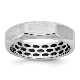 14k White Gold IB Goodman Mens Satin Octagonal 5.8mm Ring