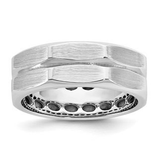14k White Gold IB Goodman Mens Satin Octagonal 7.7mm Ring