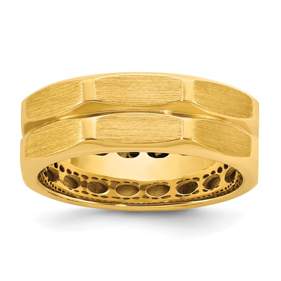 14k IB Goodman Mens Satin Octagonal 7.7mm Ring
