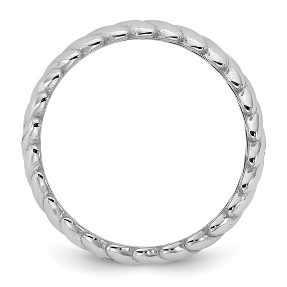 14k White Gold IB Goodman Mens Polished Twisted 6mm Ring
