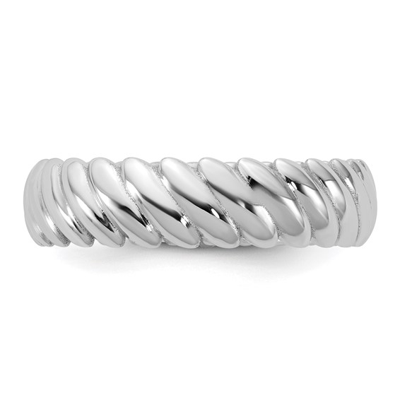 14k White Gold IB Goodman Mens Polished Twisted 6mm Ring