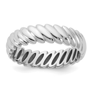 14k White Gold IB Goodman Mens Polished Twisted 6mm Ring