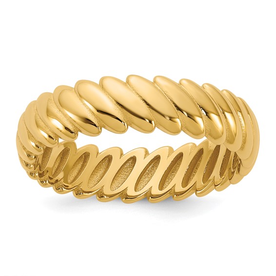 14k IB Goodman Mens Polished Twisted 6mm Ring