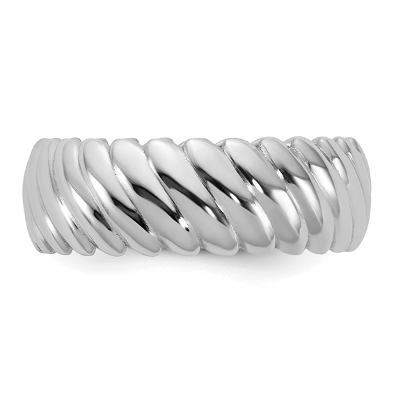 14k White Gold IB Goodman Mens Polished Twisted 7.7mm Ring