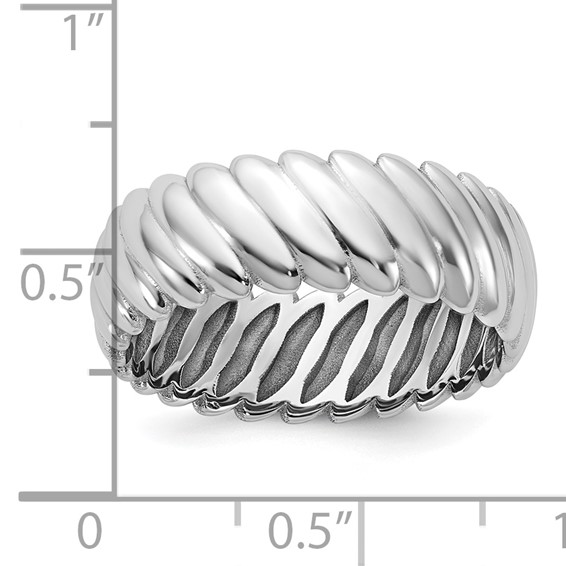 14k White Gold IB Goodman Mens Polished Twisted 7.7mm Ring