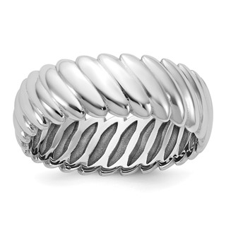 14k White Gold IB Goodman Mens Polished Twisted 7.7mm Ring