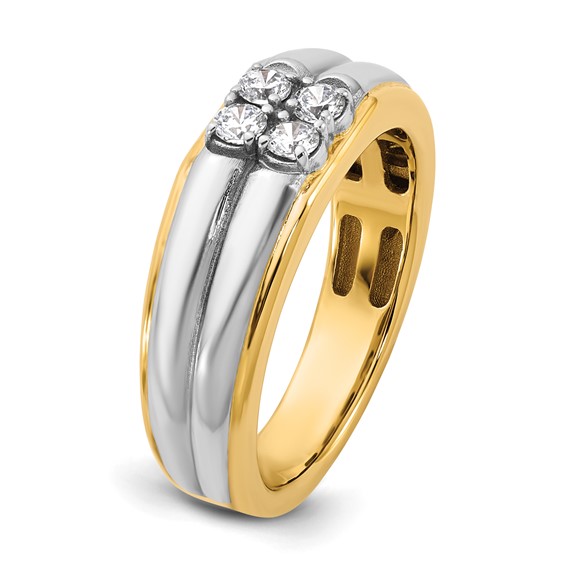 14ktt IB Goodman Mens Polished Complete 4-Stone 1/3ct Diamond Ring