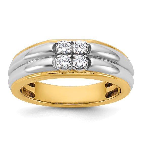 14ktt IB Goodman Mens Polished Complete 4-Stone 1/3ct Diamond Ring