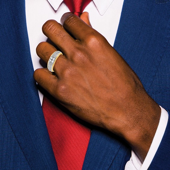 14ktt IB Goodman Mens Polished Complete 4-Stone 5/8ct Diamond Ring