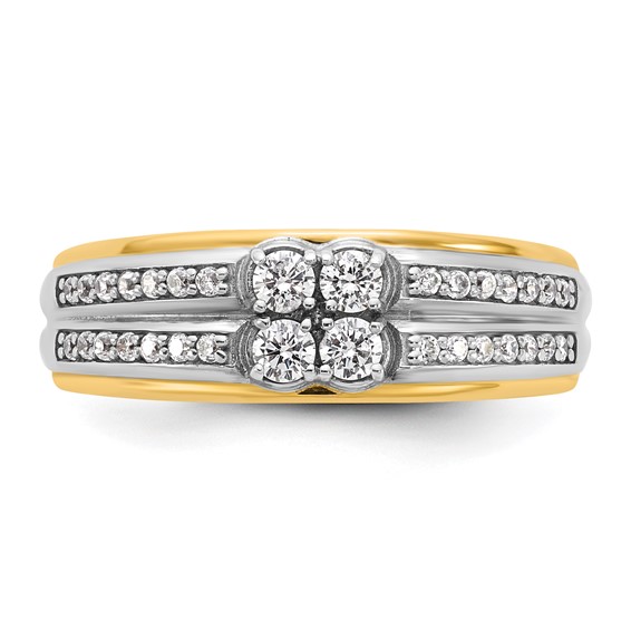 14ktt IB Goodman Mens Polished Complete 4-Stone 5/8ct Diamond Ring