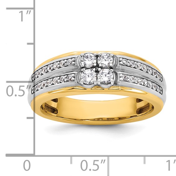 14ktt IB Goodman Mens Polished Complete 4-Stone 5/8ct Diamond Ring