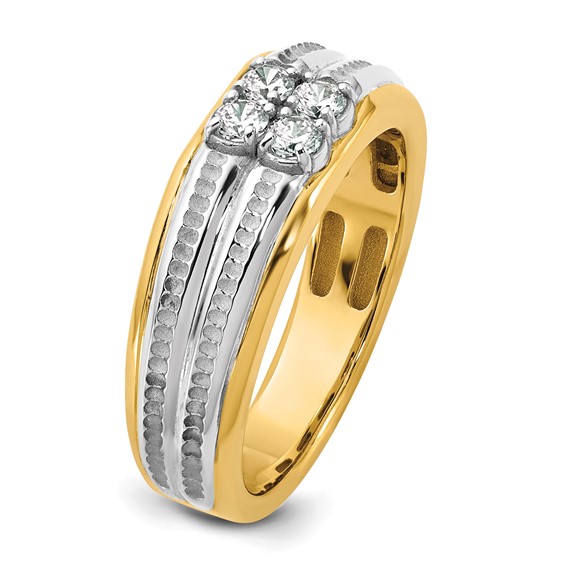 14ktt IB Goodman Mens Polished 4-Stone Diamond Ring Mounting