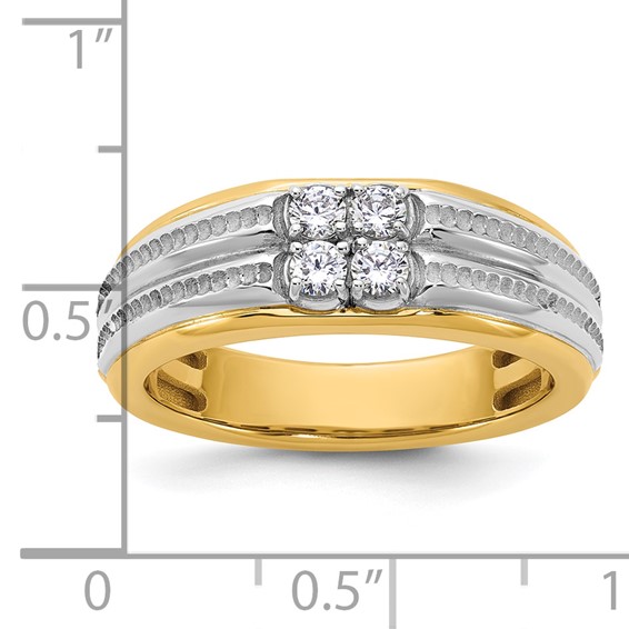 14ktt IB Goodman Mens Polished 4-Stone Diamond Ring Mounting