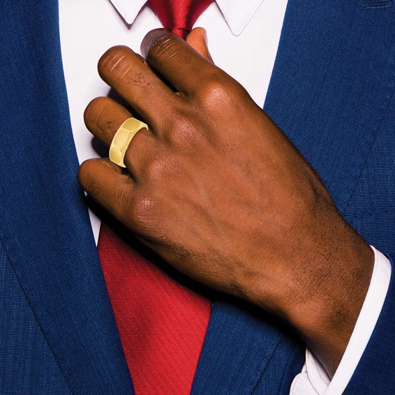 14ky IB Goodman Mens Satin 7.7mm Octagonal Ring