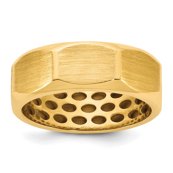 14ky IB Goodman Mens Satin 7.7mm Octagonal Ring