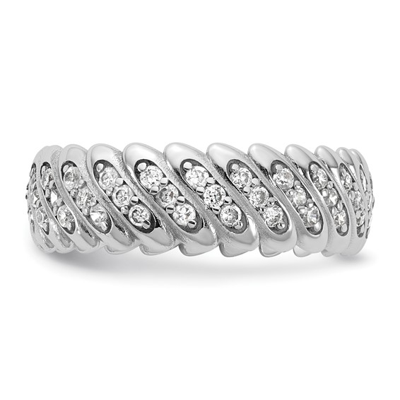 14k White Gold Polished Diamond Band Ring Mounting Size 6