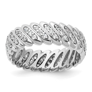 14k White Gold Polished Diamond Band Ring Mounting Size 6