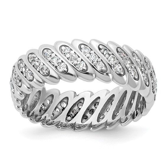 14k White Gold Polished Diamond Band Ring Mounting Size 6