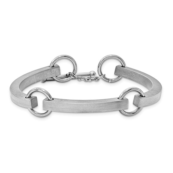 Sterling Silver polished and satin Status Link Bracelet- rhodium