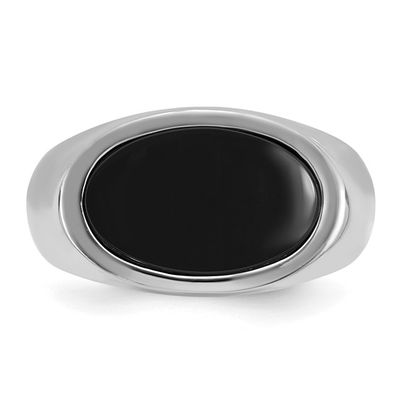 IB Goodman 14k White Gold Mens East-West Oval Onyx Complete Ring