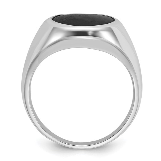 IB Goodman 14k White Gold Mens Oval Onyx Complete Ring