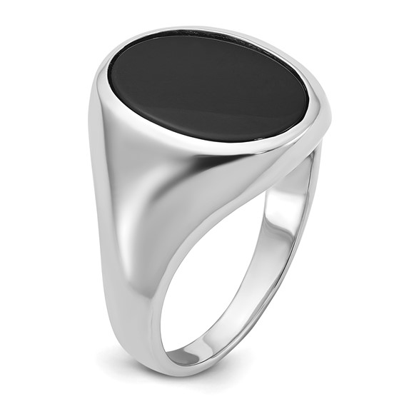 IB Goodman 14k White Gold Mens Oval Onyx Complete Ring
