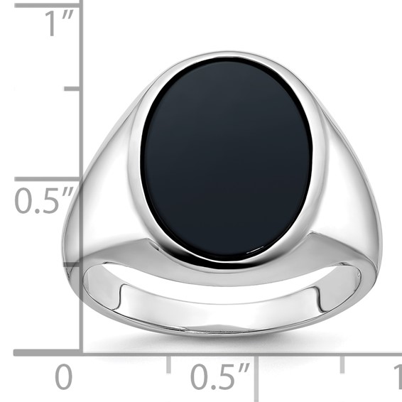 IB Goodman 14k White Gold Mens Oval Onyx Complete Ring