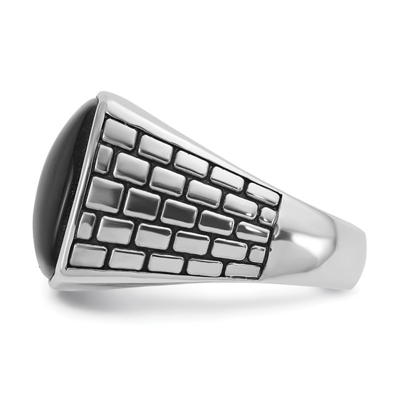 IB Goodman 14k White Gold Mens Antiqued Cushion Onyx Complete Ring