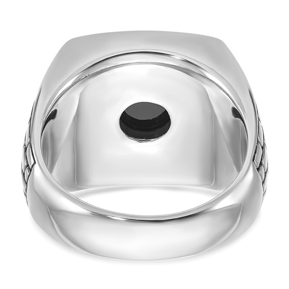 IB Goodman 14k White Gold Mens Antiqued Cushion Onyx Complete Ring