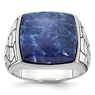 IB Goodman 14k White Gold Mens Cushion Sodalite Ring