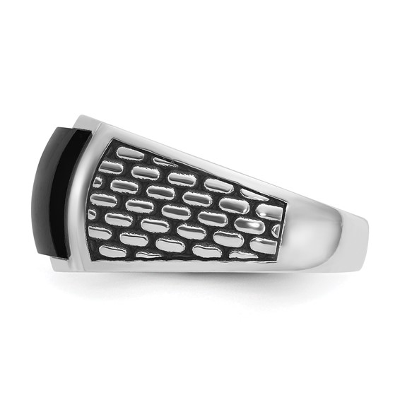 IB Goodman 14k White Gold Mens Polished and Textured Rectangle Ring Mounting