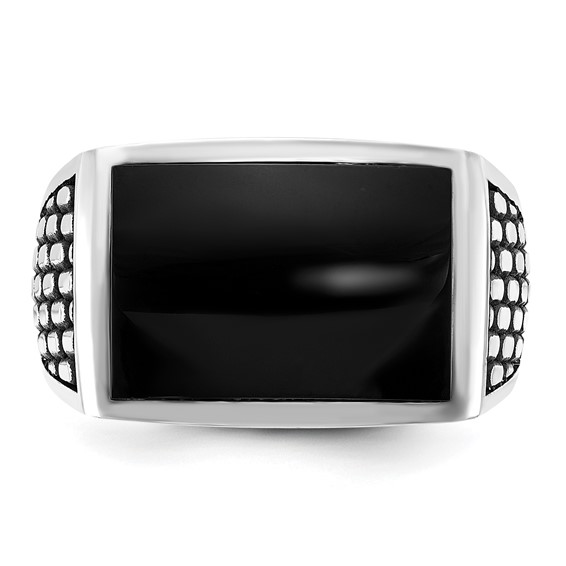 IB Goodman 14k White Gold Mens Polished and Textured Rectangle Ring Mounting