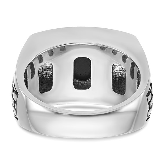 IB Goodman 14k White Gold Mens Polished and Textured Rectangle Ring Mounting