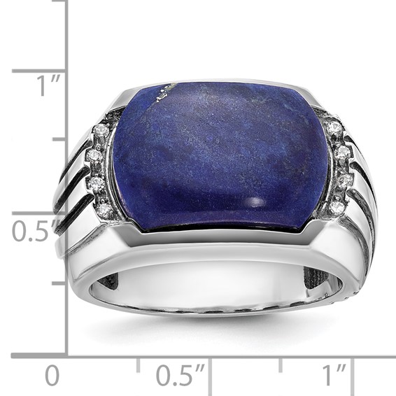 IB Goodman 14k White Gold with Black Rhodium Mens Lapis and Diamond Ring Mounting