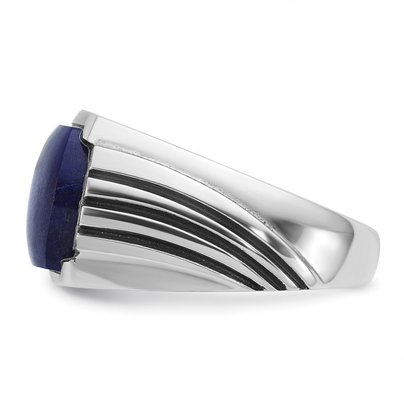 IB Goodman 14k White Gold with Black Rhodium Mens Lapis and Diamond Complete Ring