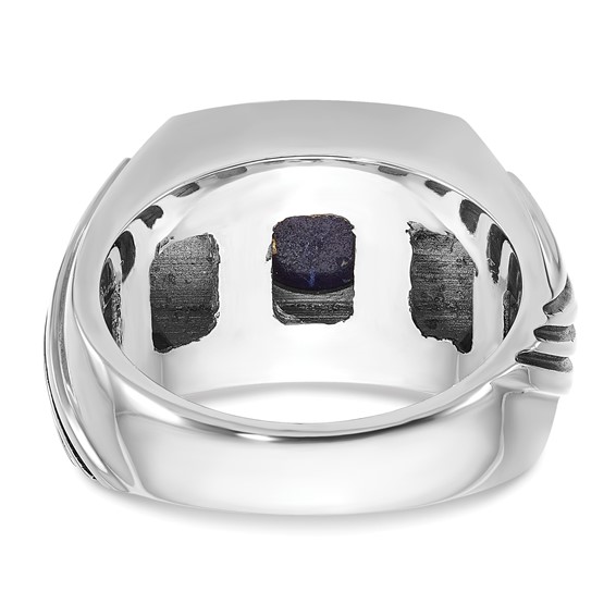 IB Goodman 14k White Gold with Black Rhodium Mens Lapis and Diamond Complete Ring