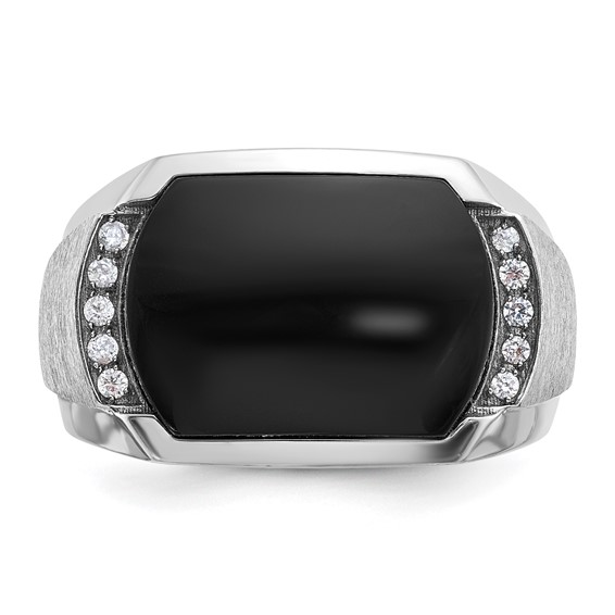 IBGoodman 14k White Gold Men's Polished and Satin Gemstone Ring Mounting