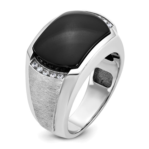 IBGoodman 14k White Gold Men's Polished and Satin Gemstone Ring Mounting