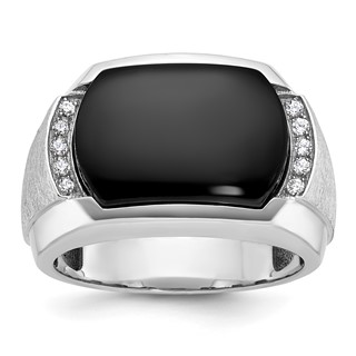 IBGoodman 14k White Gold Men's Polished and Satin Gemstone Ring Mounting