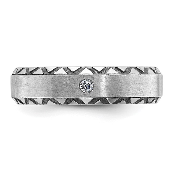 IB Goodman 14k White Gold with Black Rhodium Mens Satin Diamond Complete Ring