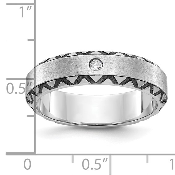 IB Goodman 14k White Gold with Black Rhodium Mens Satin Diamond Complete Ring