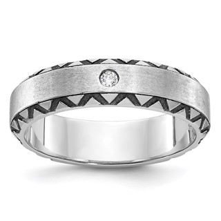 IB Goodman 14k White Gold with Black Rhodium Mens Satin Diamond Complete Ring