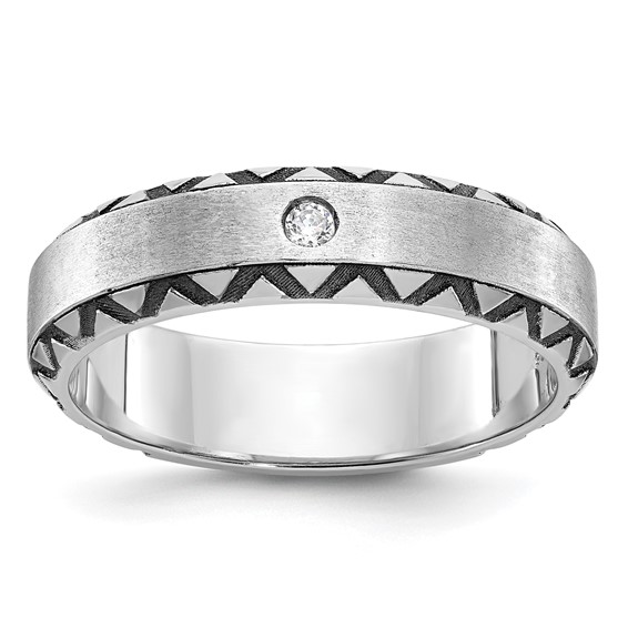 IB Goodman 14k White Gold with Black Rhodium Mens Satin Diamond Complete Ring