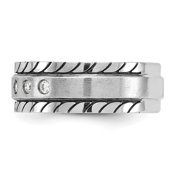 IB Goodman 14k White Gold Mens Polished and Satin 1/4 carat Diamond Complete Ring