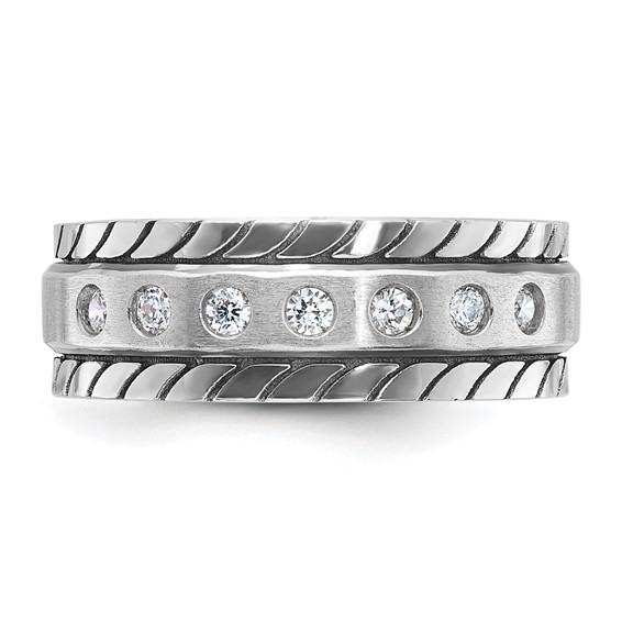 IB Goodman 14k White Gold Mens Polished and Satin 1/4 carat Diamond Complete Ring