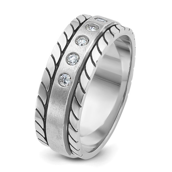 IB Goodman 14k White Gold Mens Polished and Satin 1/4 carat Diamond Complete Ring