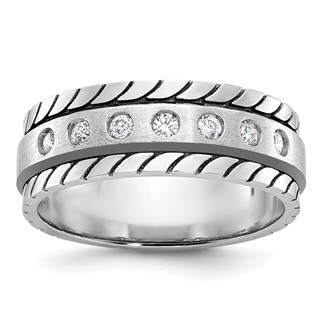 IB Goodman 14k White Gold Mens Polished and Satin 1/4 carat Diamond Complete Ring