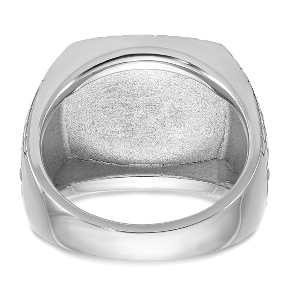 IB Goodman 14k White Gold Mens Antiqued Cushion Onyx Complete Star Ring